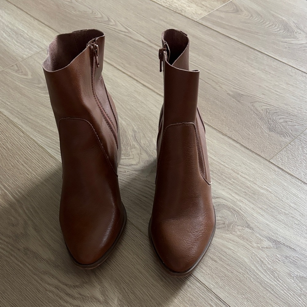 Target Brown Faux Leather Ankle Booties with Side Zip